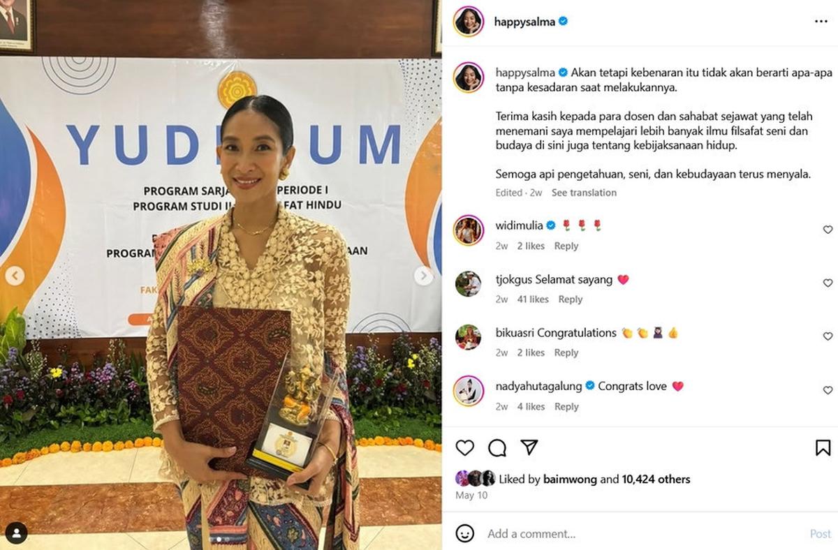 Potret Happy Salma Lulus S-1 Filsafat Hindu di Usia 45 Tahun, Tampil Cantik Kala Yudisium di Bali