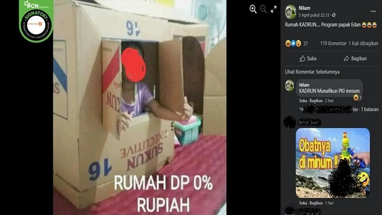 Gambar Tangkapan Layar Foto yang Diklaim Rumah DP 0 Persen (sumber: Facebook)