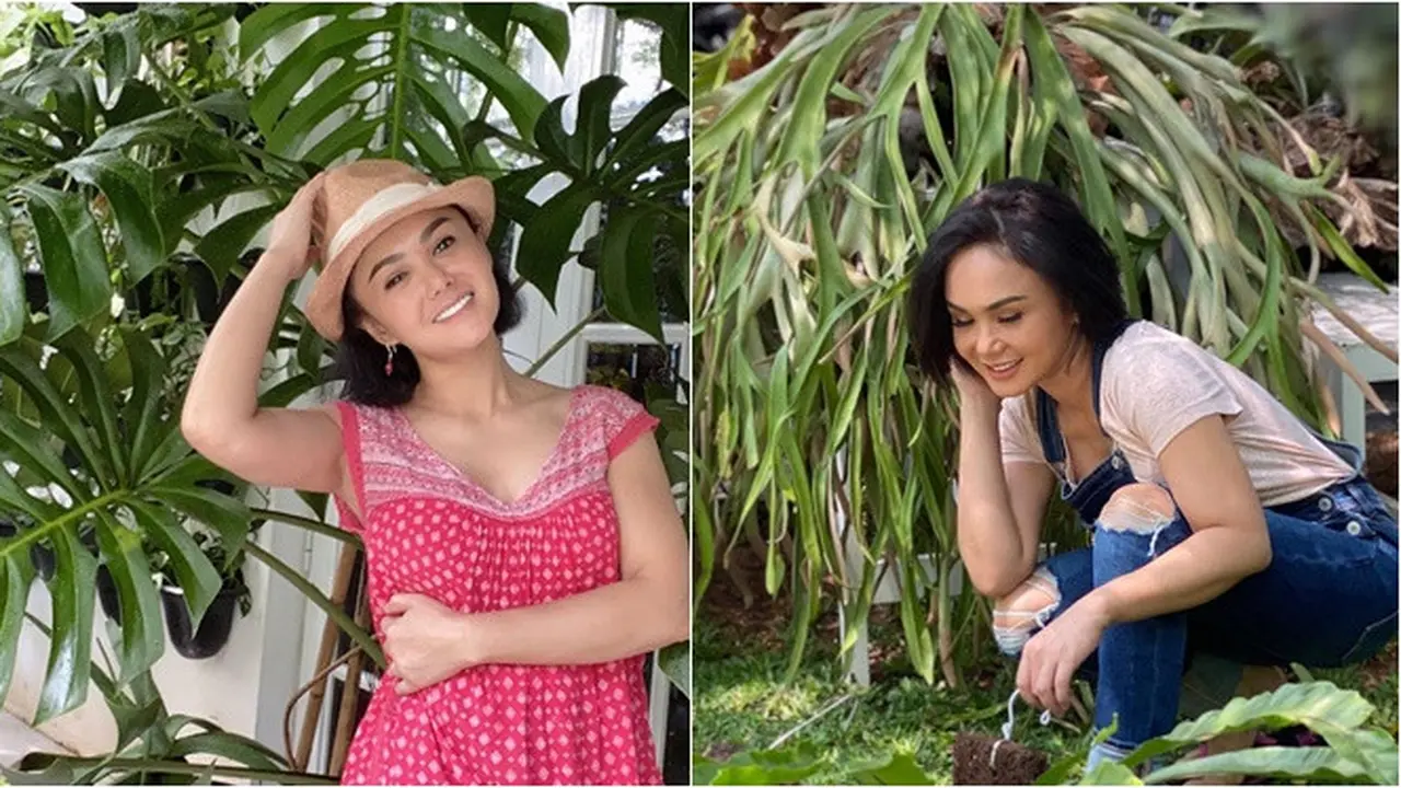 7 Gaya Yuni Shara Berkebun, Dari Pakai Daser Hingga Celana Sobek