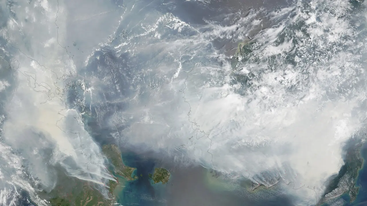 NASA Perlihatkan Foto Asap Kebakaran Kalimantan dan Sumatera dari Satelit