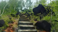 Jalan menanjak banyak ditemui di lokasi situs Megalitik Tutari di Kampung Doyo Lama, Kabupaten Jayapura. (Liputan6.com/Hari Suroto/Katharina Janur)