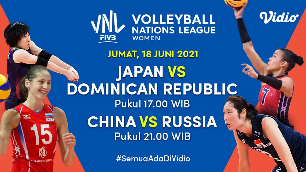 Live Streaming Pertandingan Big Match VNL 2021 Jumat 18 Juni di Vidio