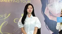 Aktris Korea Kim Ji Won saat menggelar konferensi pers di Raffles Hotel Jakarta, Sabtu (31/8/2024), sebelum hadir di fan meeting bertajuk “Kim Ji Won 1st Fan Meeting Tour (Be My One) in Jakarta”. (Dok. via Patricia Vianney)