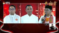 Ketiga Calon Gubernur Jakarta (Cagub Jakarta) Ridwan Kamil, Dharma Pongrekun, dan Pramono Anung&nbsp;dalam debat perdana Pilkada Jakarta 2024, Minggu (6/10/2024) di JIExpo Kemayoran, Jakarta Pusat. (YouTube KPU Provinsi Jakarta)