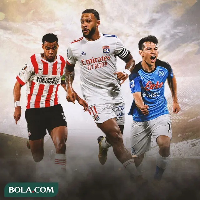 Ilustrasi - Cody Gakpo, Memphis Depay, Hirving Lozano