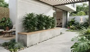 8 Inspirasi Planter Box Permanen untuk Palem Mini di Teras Minimalis, Desain Simpel dan Elegan