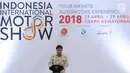 Menteri Perindustrian Airlangga Hartarto memberi sambutan pembuka Indonesia International Motor Show 2018 di JIExpo, Jakarta, Kamis (19/4). IIMS 2018 diselenggarakan hingga 29 April mendatang. (Liputan6.com/Helmi Fithriansyah)