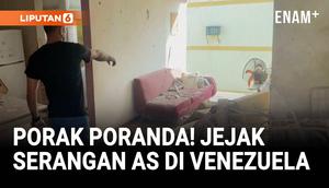 Warga di negara bagian La Guaira, Venezuela, menyusuri puing-puing bangunan permukiman yang rusak parah pada Minggu, sehari setelah Presiden Nicolás Maduro digulingkan dan ditangkap dalam operasi militer Amerika Serikat.