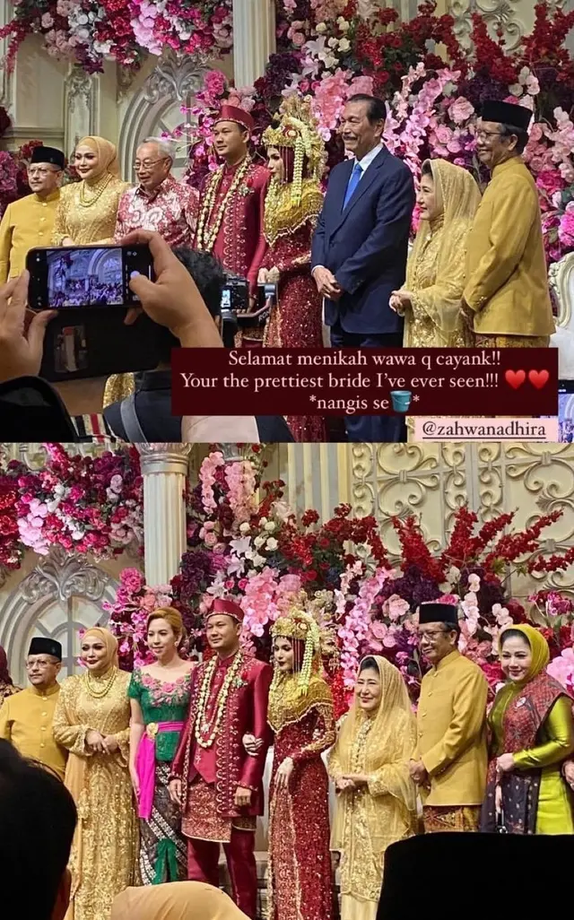 Mahfud MD ngunduh mantu, ini 10 potret resepsi Royhan Akbar dan Zahwa Nadhira pakai adat Betawi