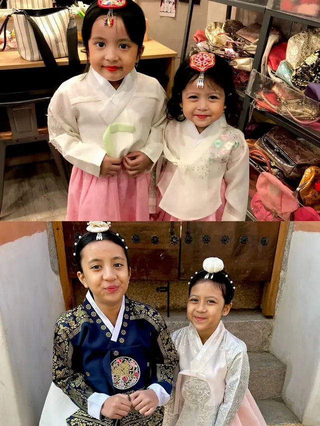 Gaya Desta & Natasha Rizky Remake Foto Liburan Korea Selatan 2019, Tahun Baru Tetap Kompak Dibalut Hanbok
