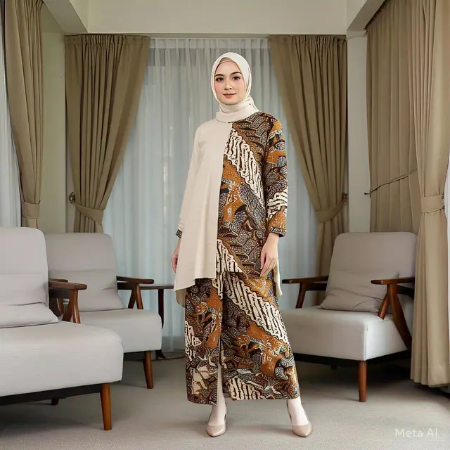 Model Gamis Terbaru Kombinasi Batik 2025