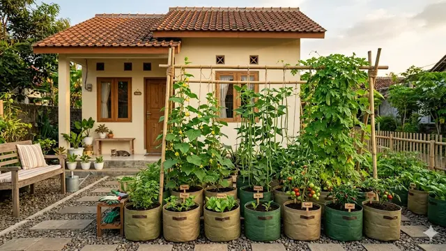 Inspirasi Kebun Mini dari Karung di Halaman Rumah
