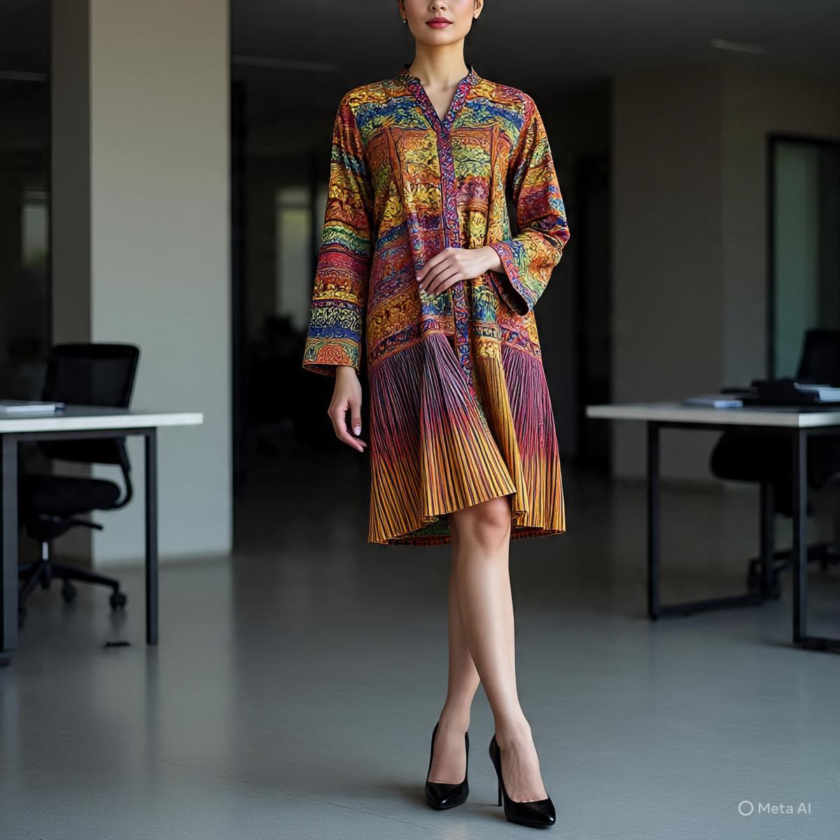 Ilustrasi Baju Batik Tunik Kantor