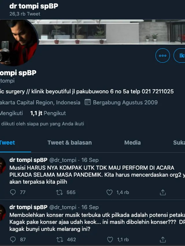 Tompi Dorong Musisi Indonesia untuk Kompak Tolak Tawaran Manggung di Acara Pilkada Selama Pandemi