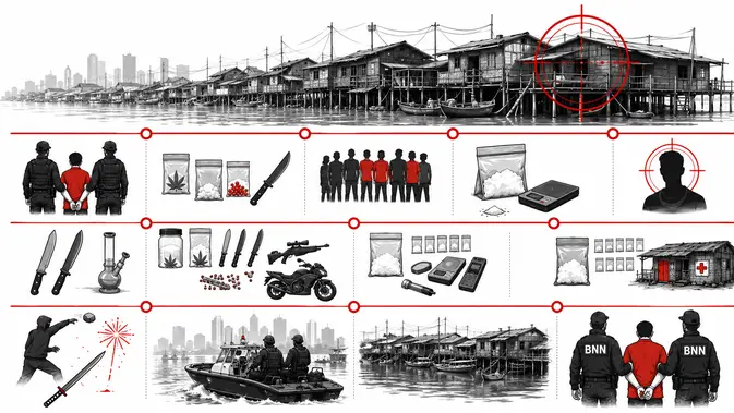 Infografis Jejak Narkoba di Kampung Bahari