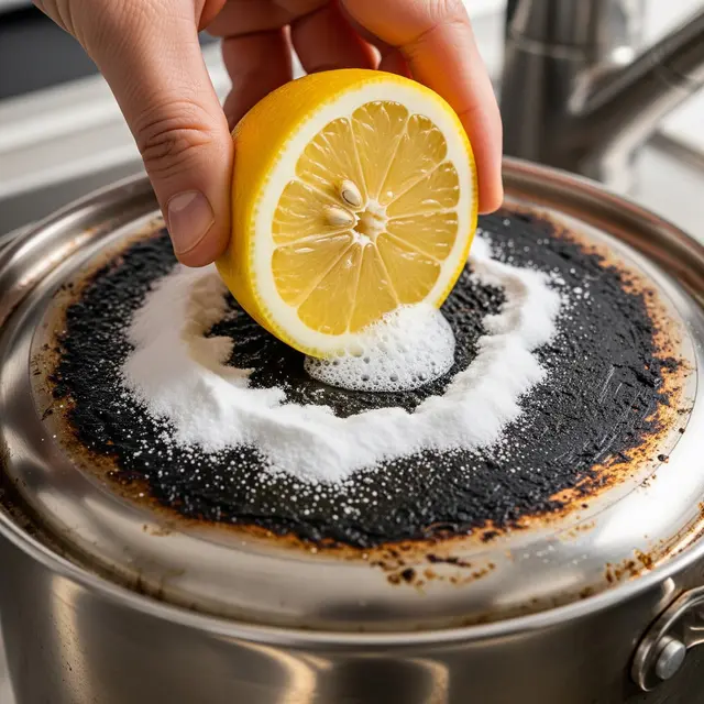 Membersihkan Panci Gosong dengan Baking Soda (Gemini AI)