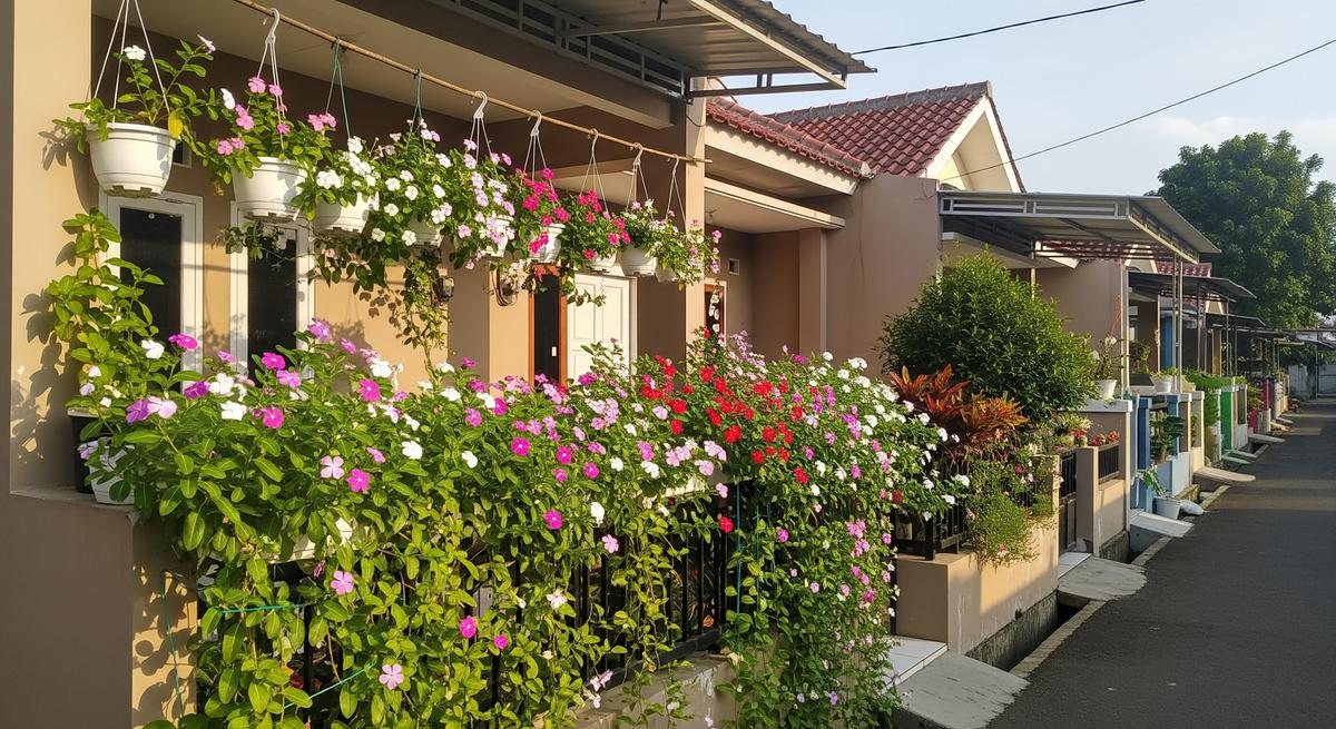 Tanaman Gantung untuk Teras Sempit yang Awet Meski Jarang Disiram Jeenis Vinca (Tapak Dara)