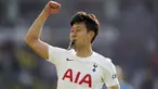Reaksi pemain Tottenham Hotspur Son Heung-min usai melawan Norwich City pada pertandingan Liga Inggris di Stadion Carrow Road, Norwich, Inggris, 22 Mei 2022. Tottenham Hotspur menang 5-0. (Joe Giddens/PA via AP)