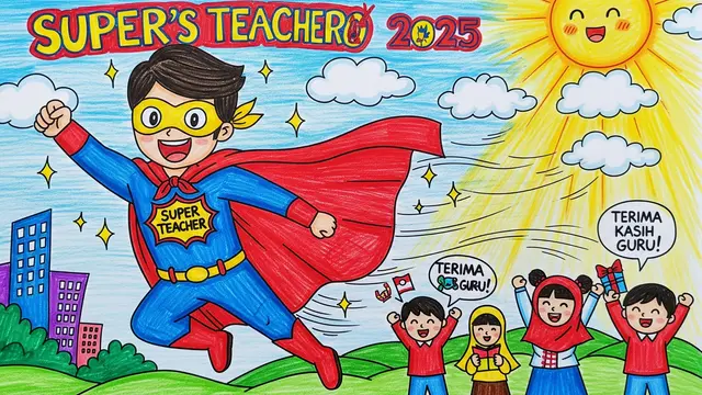 Contoh Gambar Hari Guru 2025 dari Anak SD