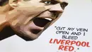 Poster Steven Gerrard yang terdapat pada acara nonton bareng Chelsea melawan Liverpool. (Bola.com/Vitalis Yogi Trisna)