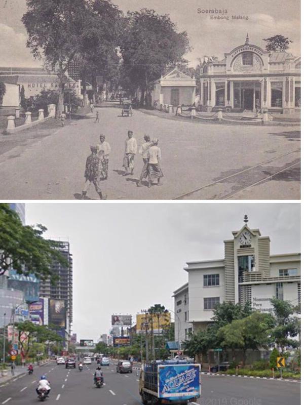 Potret Perbandingan Jalanan Zaman Dulu Vs Sekarang di Surabaya, Bikin Nostalgia (sumber:Instagram/ndonesia_tempo_doeloe)
