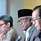 Sejumlah pimpinan KPK saat menggelar konferensi pers terkait rencana revisi UU No.30 th 2002 tentang KPK, Jakarta, Rabu (7/10/2015). KPK menolak tegas rencana revisi UU tersebut karena akan melemahkan KPK. (Liputan6.com/Andrian M Tunay)