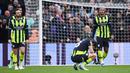 Keruntuhan Manchester City berlanjut. Mereka takluk 1-2 dari tuan rumah Aston Villa pada lanjutan Liga Inggris 2024/2025, Sabtu (21/12/2024). (AP Photo/Rui Vieira)
