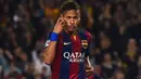 Neymar melakukan selebrasi usai menjaringkan dua gol melawan PSG, Rabu (22/4/2015). Sumber: Uefa.