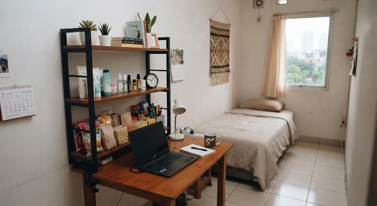 9 Ide Rak Tanpa Bor untuk Kamar Kos dan Apartemen, Praktis Tanpa Merusak Dinding