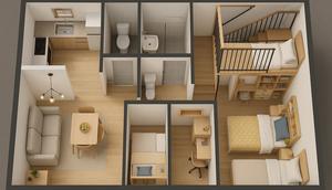 7 Desain Rumah Ukuran 7x12 Minimalis dengan 3 Kamar Tidur, Tetap Lega dan Nyaman untuk Dihuni (sumber:AI)