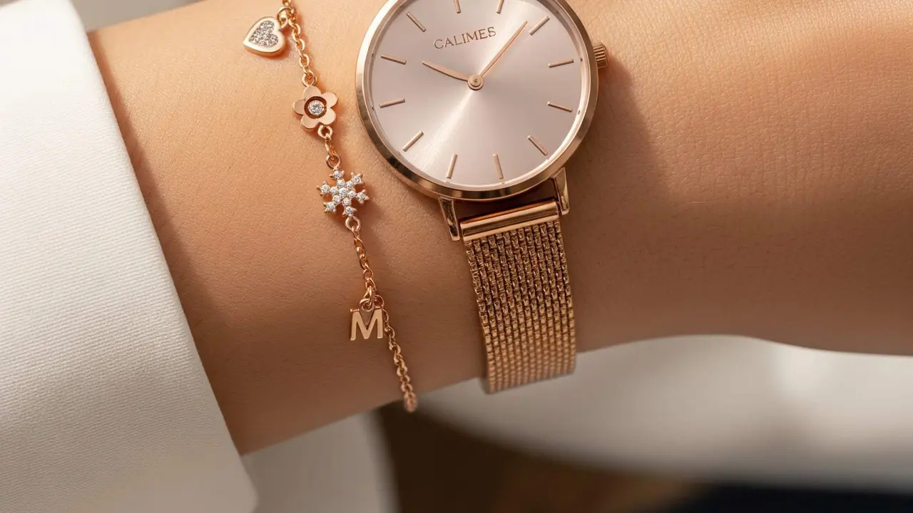 Padu Padan Jam Tangan Rose Gold dengan Gelang Warna Senada