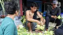 Rata-rata kulit ketupat lebaran dijual per ikatnya yang berisi 10 buah. (Liputan6.com/Angga Yuniar)
