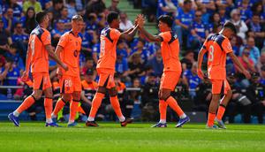 Barcelona berhasil meraih kemenangan 2-0 atas Getafe pada laga pekan ke-32 La Liga di Estadio Coliseum, Getafe, Sabtu (25/04/2026) malam WIB. Berkat hasil positif tersebut, El Barca semakin dekat dengan trofi juara. (AP Photo/Manu Fernandez)