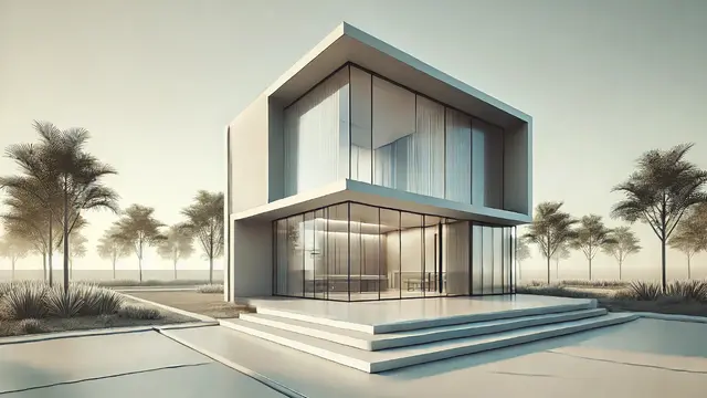 Rumah Minimalis Modern dengan Fasad Tinggi (Foto: Rizka Nur Laily via ChatGPT)