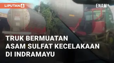 Sebuah truk bermuatan asam sulfat mengalami kecelakaan tunggal di Losarang. Kecelakaan ini terjadi pada Jumat (12/7/2024) siang