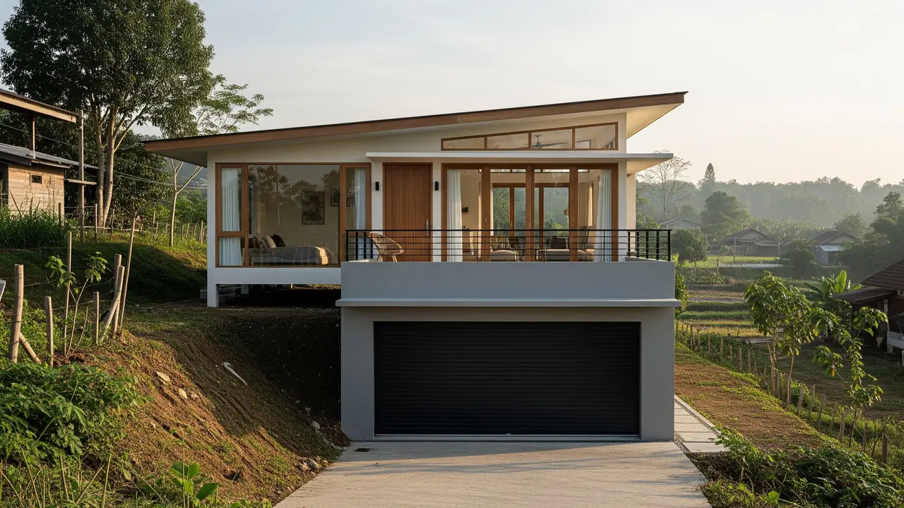 Inspirasi Rumah Minimalis Kecil di Kampung dengan Lahan Tidak Rata/Gemini AI