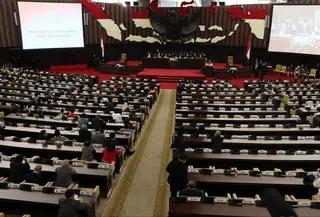 Suasana Sidang Paripurna MPR dengan agenda Pelantikan Penambhan Pimpinan MPR, Jakarta, Senin (26/3). Penambahan pimpinan MPR konsekuensi UU No. 2 Tahun 2018 Tentang MPR, DPR, DPRD, dan DPD (MD3). (Liputan6.com/JohanTallo)