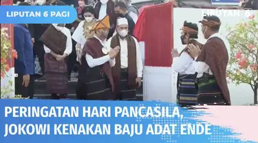 Mengenakan baju adat ende, Presiden Jokowi memimpin jalannya upacara peringatan Hari Lahirnya Pancasila di Lapangan Pancasila Ende, NTT, pada Rabu (01/06) pagi. Presiden dan Ibu Negara mengunjungi kompleks rumah pengasingan Bung Karno di Ende.