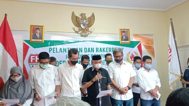 Andi Rudi saat dilantik sebagai Ketua Umum FHI Sulsel periode 2020-2024