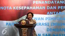 Kehadiran Megawati di Basarnas guna melakukan MoU antara PDI Perjuangan dan juga Basarnas serta BMKG dalam upaya peningkatan kualitas pelayanan di bidang pencarian dan pertolongan kepada masyarakat, Jakarta, Rabu (24/8). (Liputan6.com/Faisal Fanani)