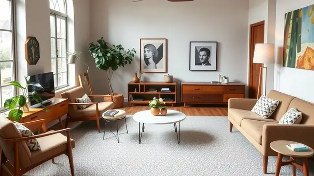 rumah gaya mid-century modern (ilustrasi by qwen.ai)