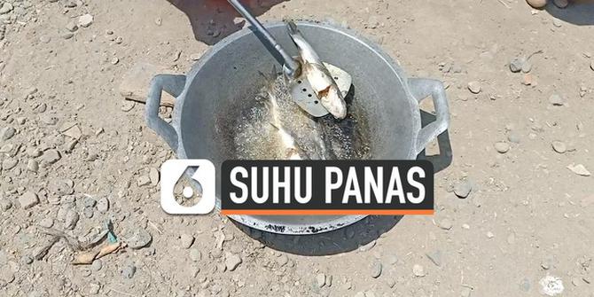 VIDEO: Suhu Panas Ekstrem, Warga Goreng Ikan di Bawah Terik Matahari