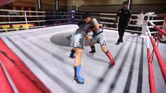 Petarung muda saat beraksi dalam Kejuaraan Nasional MMA U-18 2024 di Golden Boutique Hotel, Kemayoran, Jakarta, Sabtu (11/5/2024). (Bola.com/M Iqbal Ichsan)