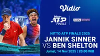 Siaran Langsung Nitto ATP Finals 2025: Jannik Sinner vs Ben Shelton Tayang di Vidio