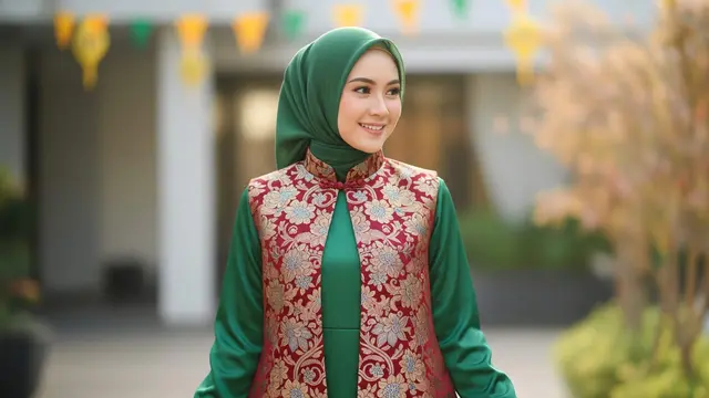 Model Gamis Satin Layer Brokat untuk Lebaran 2026