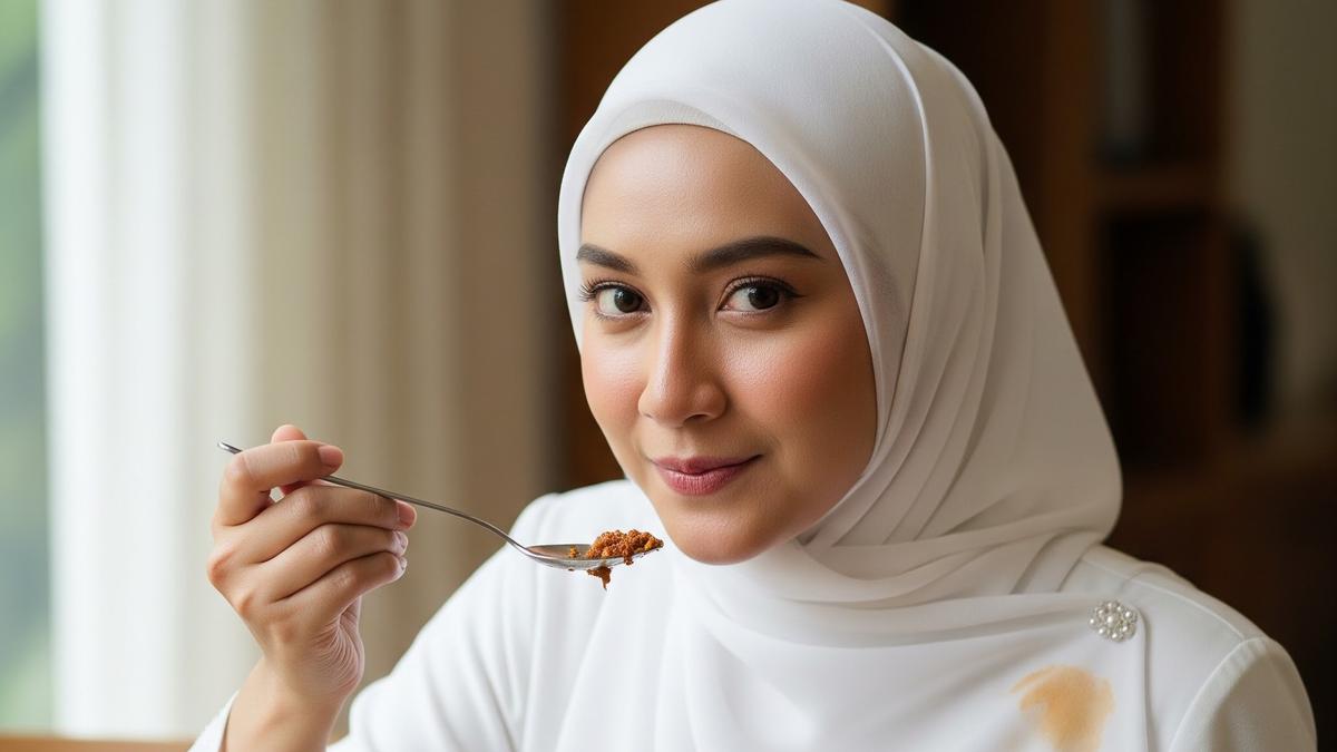 6 Trik Ampuh Hilangkan Noda Minyak Rendang di Hijab Putih, Kembali Bersih Maksimal
