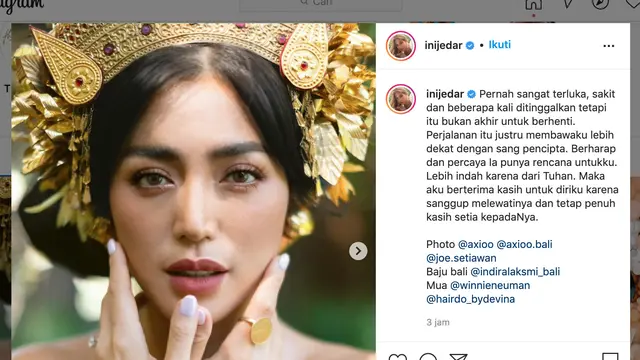 Unggahan Jessica Iskandar. (Foto: Instagram @inijedar)