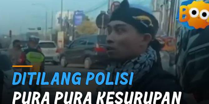 VIDEO: Ditilang Polisi, Pria Pura-Pura Kesurupan Ekspresinya Bikin Ngakak