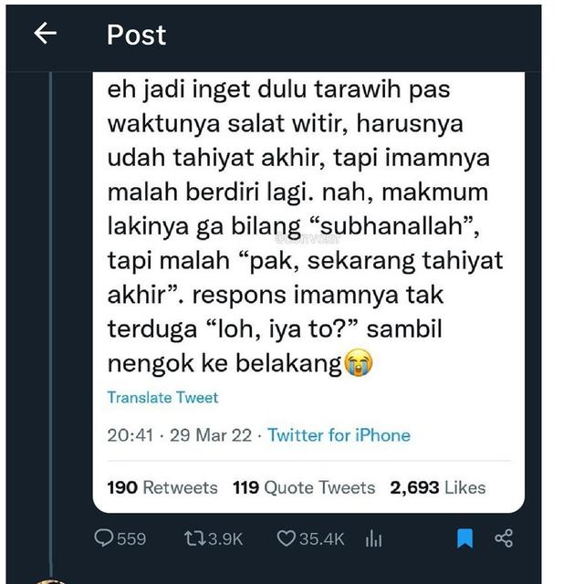 6 Cerita Lucu Netizen ketika Shalat Tarawih di Masjid Ini Bikin Ketawa