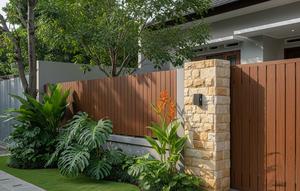 Model Pagar Rumah Kombinasi Besi Hollow dan Batu Alam (Sumber: gemini.com)